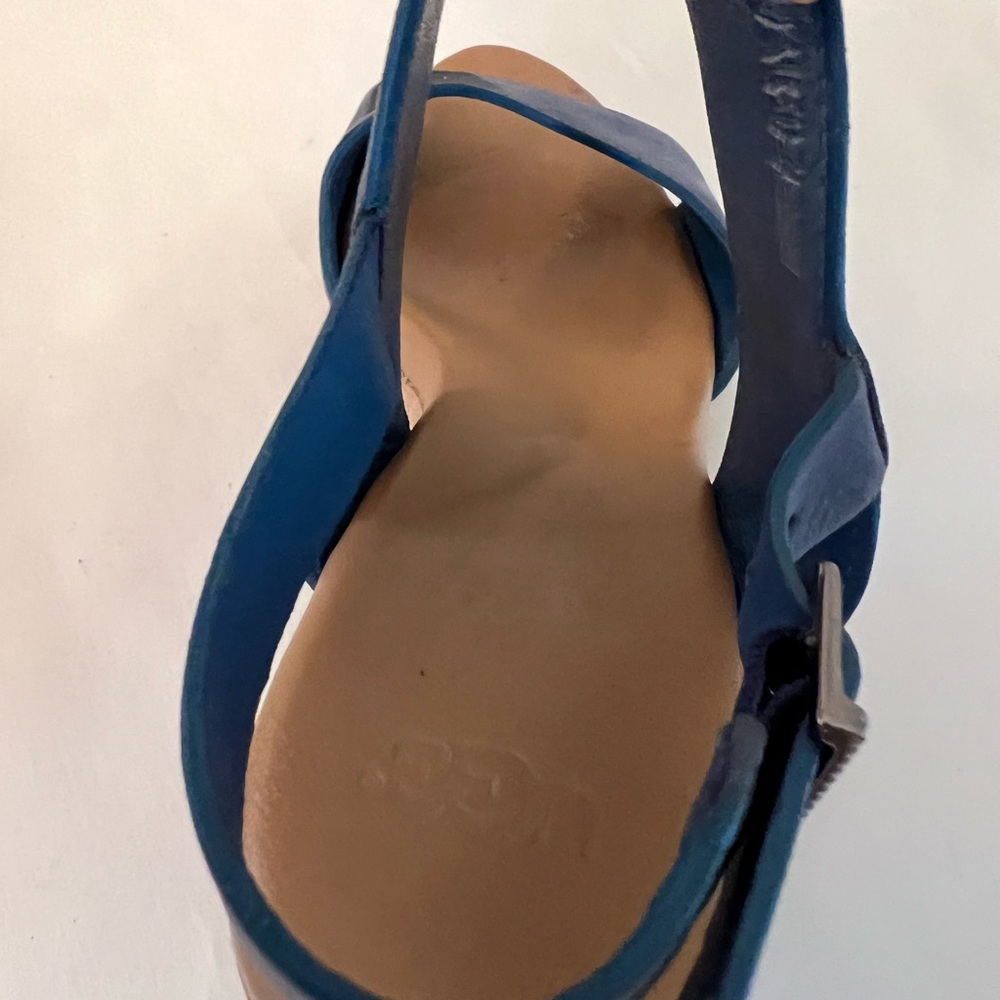 Ugg Blue Nubuck Elena Cork Espadrille Wedge Sandals, Size 7, GUC - Picture 13 of 13